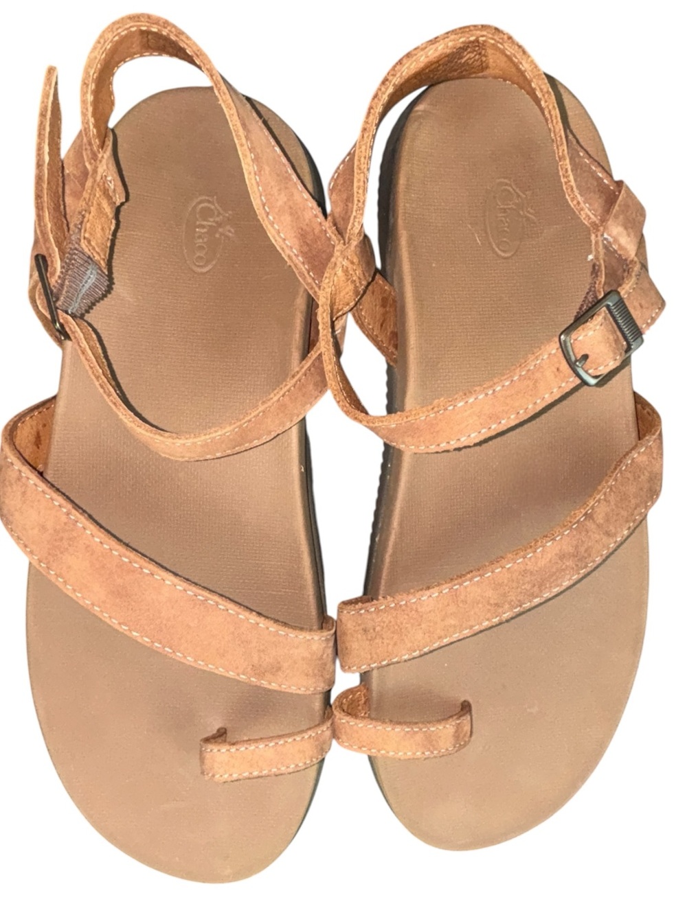 Chaco Tulip Leather Toe Ring Sandals Brown Strappy Womens Size 10 - Picture 2 of 12